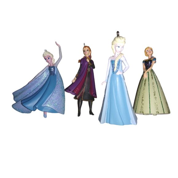 Disney Anna and Elsa Ornaments Lot of 4 Frozen Christmas Hanging Ornaments - Picture 2 of 10